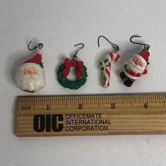 vintage miniature christmas ornaments santa wreath candy cane full santa - Picture 2 of 3